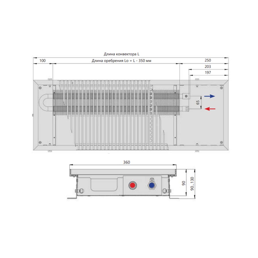 Конвектор 90x360x950, серия ВК MAX
